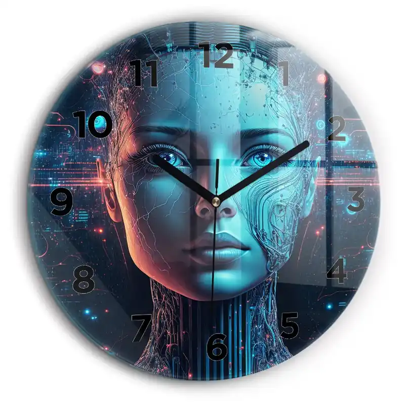 Vezi acum Inteligenţă artificială Ceas perete din sticlă rotund