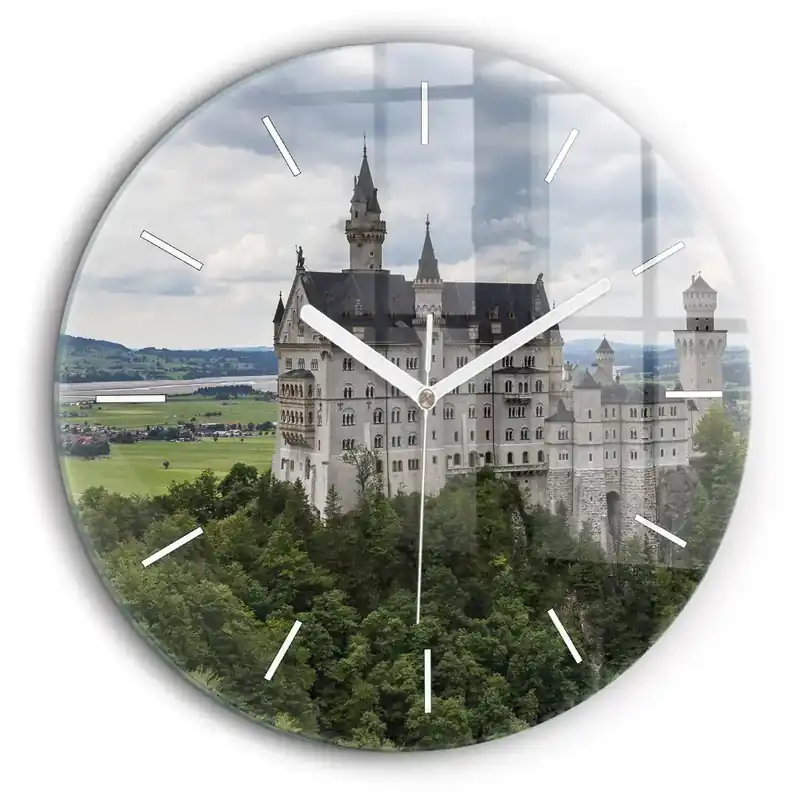 Ieftin Ceas perete din sticlă rotund Castelul Neuschwanstein