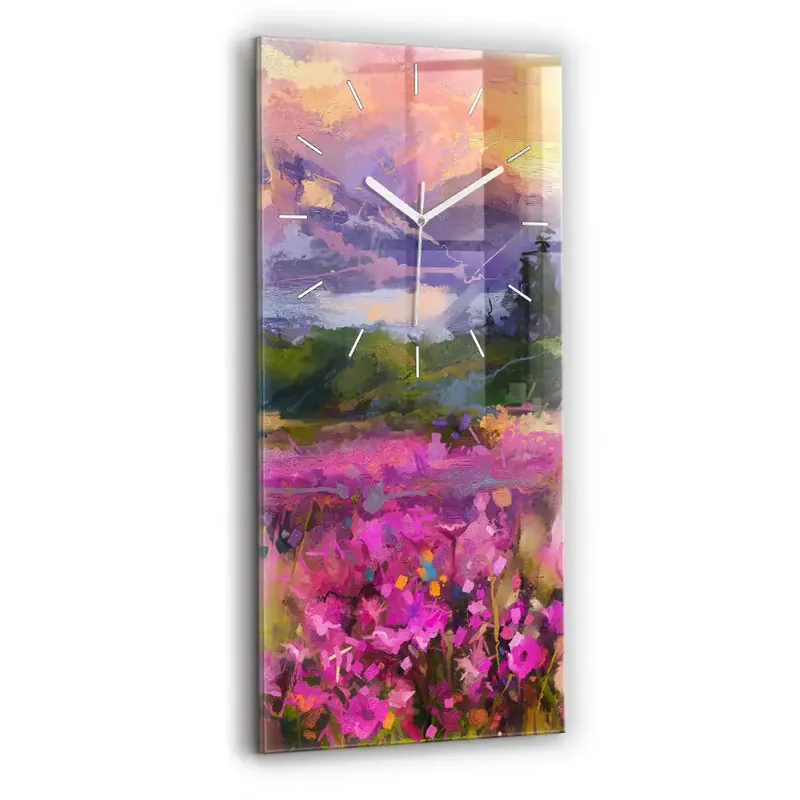 Ceas de sticlă pe perete vertical Peisaj Al Naturii Și Florilor Retur gratuit