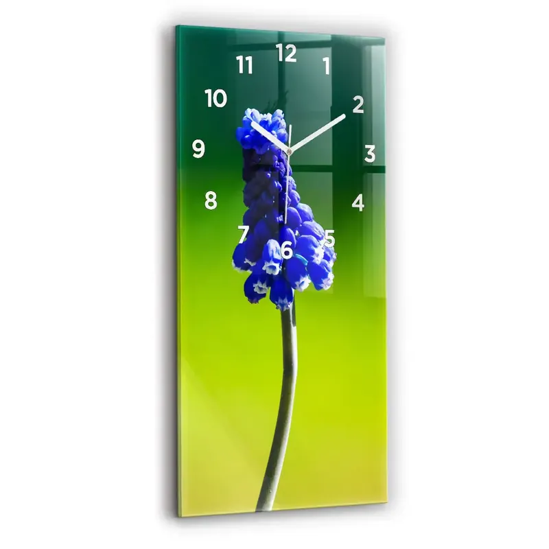 Ceas din sticlă dreptunghiular vertical Flori Albastre Cumpără online