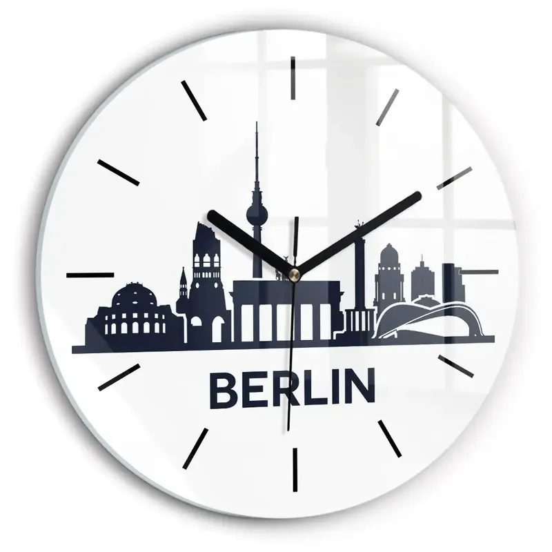 Ilustrația orașului Berlin Ceas de sticlă pe perete rotund Premium