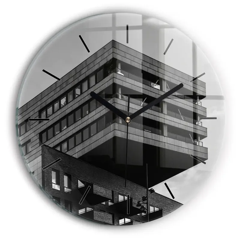 Arhitectura la Amsterdam Ceas perete din sticlă rotund Reducere de preț