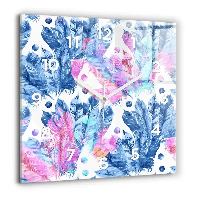 Popular Ceas perete din sticlă pătrat Flori decorative