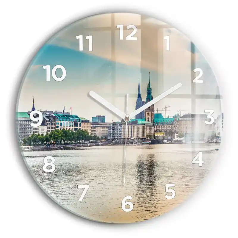 Promoție Ceas de sticlă pe perete rotund Binnenalster din Hamburg