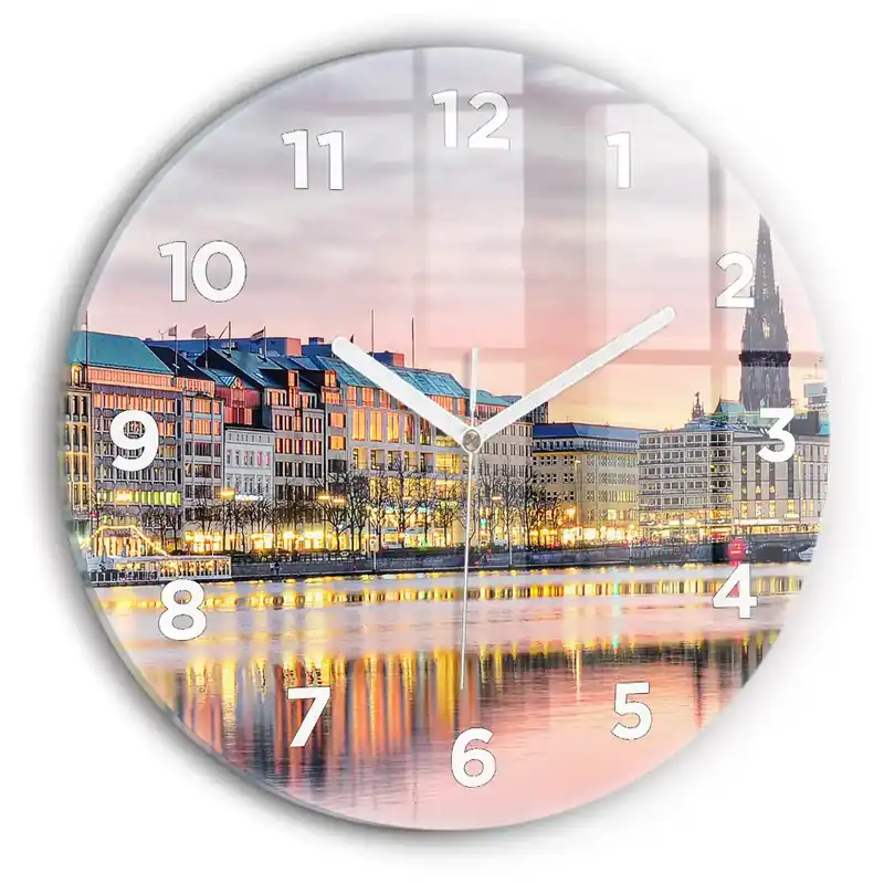 Reducere extra Ceas rotund de perete din sticlă Alster în Hamburg