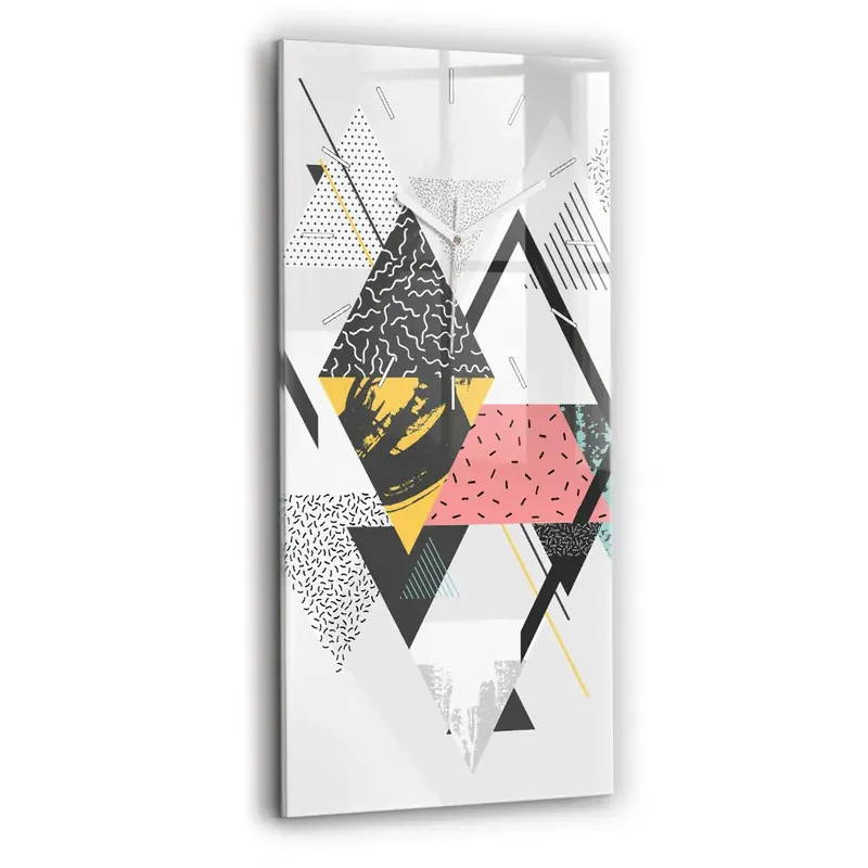 Ceas vertical de perete din sticlă Model Geometric Preț redus
