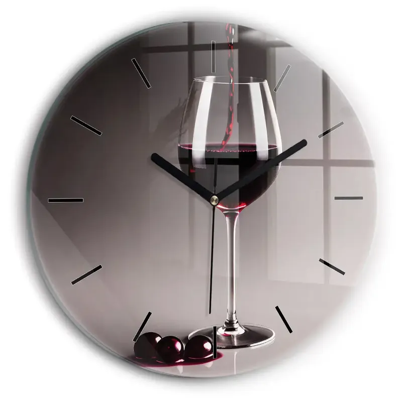 Livrare expres Un pahar de vin roșu Ceas de sticlă pe perete rotund