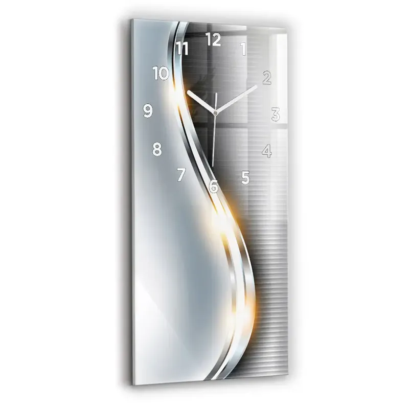 Preferatul clienților Ceas perete din sticlă dreptunghiular Abstracția Metalului
