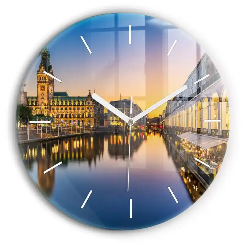 Ceas rotund de perete din sticlă Primăria Hamburg Livrare expres