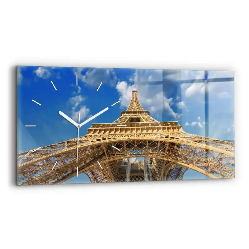 Expediere rapidă Ceas orizontale de perete din sticlă Turnul Eiffel din Franța