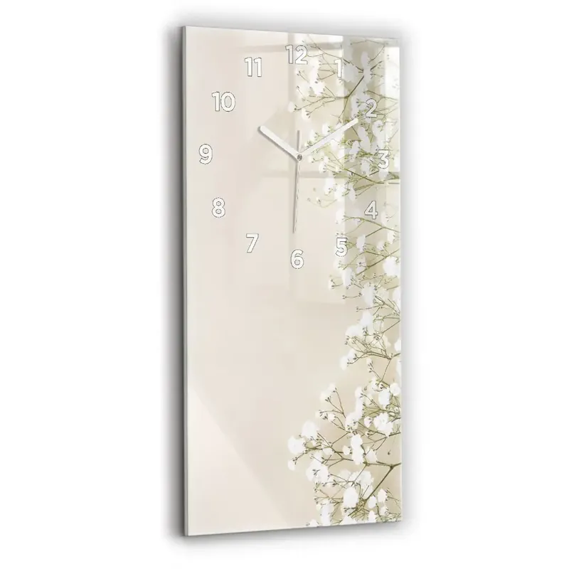 Ieftin Ceas vertical de perete din sticlă Flori De Gypsophila Înflorite