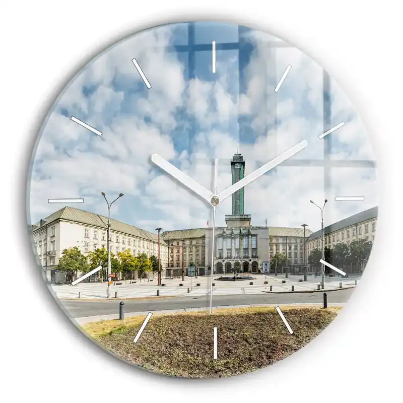 Lichidare de stoc Ceas rotund de perete din sticlă Panorama orasului Ostrava