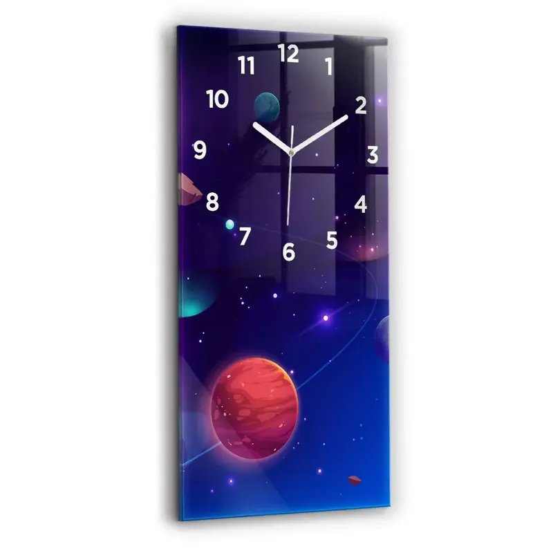 Retur gratuit Ceas vertical de perete din sticlă Planete Galaxie