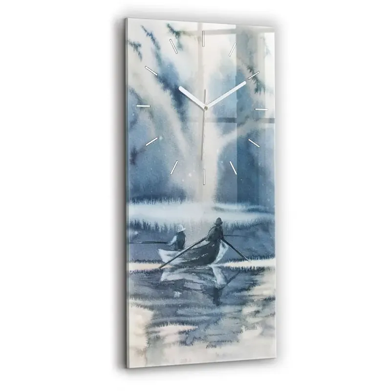 Lichidare de stoc Ceas din sticlă dreptunghiular vertical Lacul De Iarnă Łódka