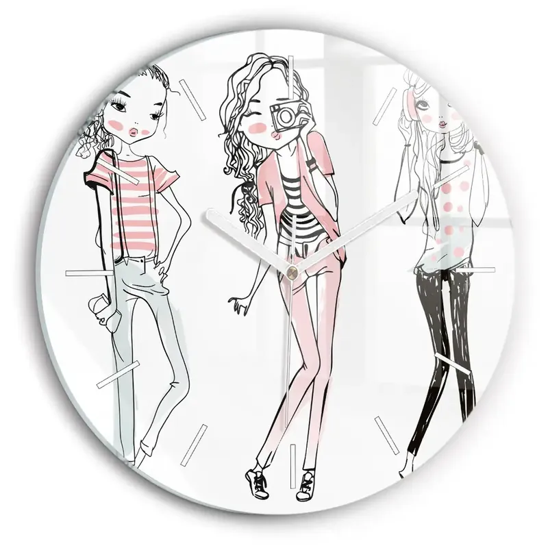 Chilipir Ceas perete din sticlă rotund Moda feminina