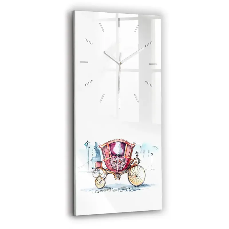 Retur gratuit Ceas vertical de perete din sticlă Trăsura Antică A Reginei