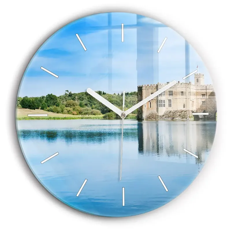 Disponibil imediat Ceas rotund de perete din sticlă Castelul Leeds