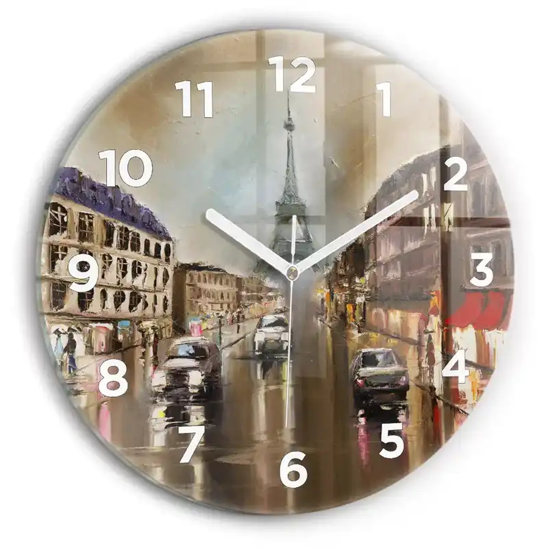 Ceas rotund de perete din sticlă Arhitectura orașului Paris Preferatul clienților