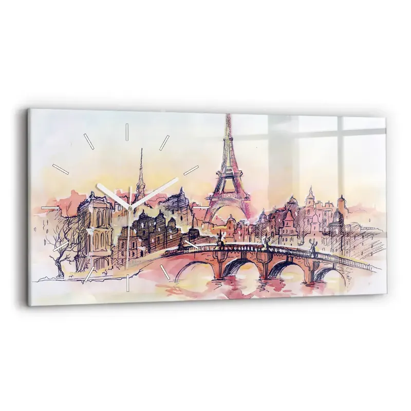 Ceas din sticlă orizontale Peisaj pictat din Paris Preț redus
