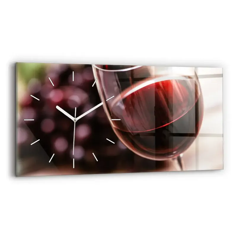 Reduceri Ceas de sticlă pe perete orizontale Un pahar de vin roșu
