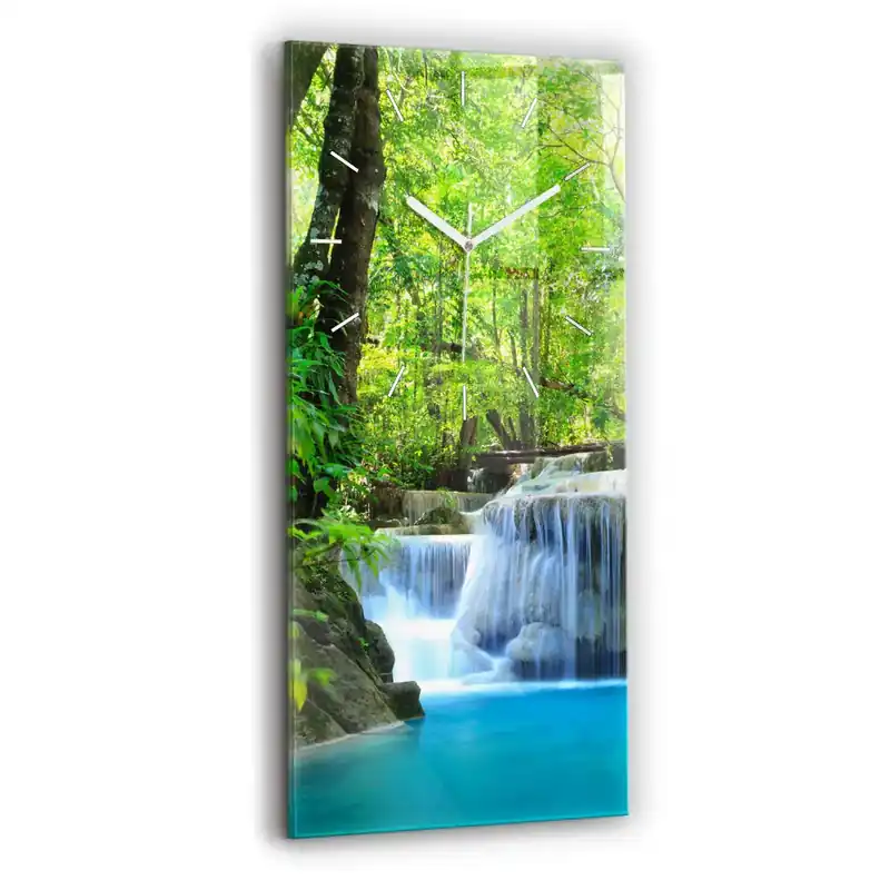 Ceas din sticlă dreptunghiular vertical Cascada În Pădure Doar azi