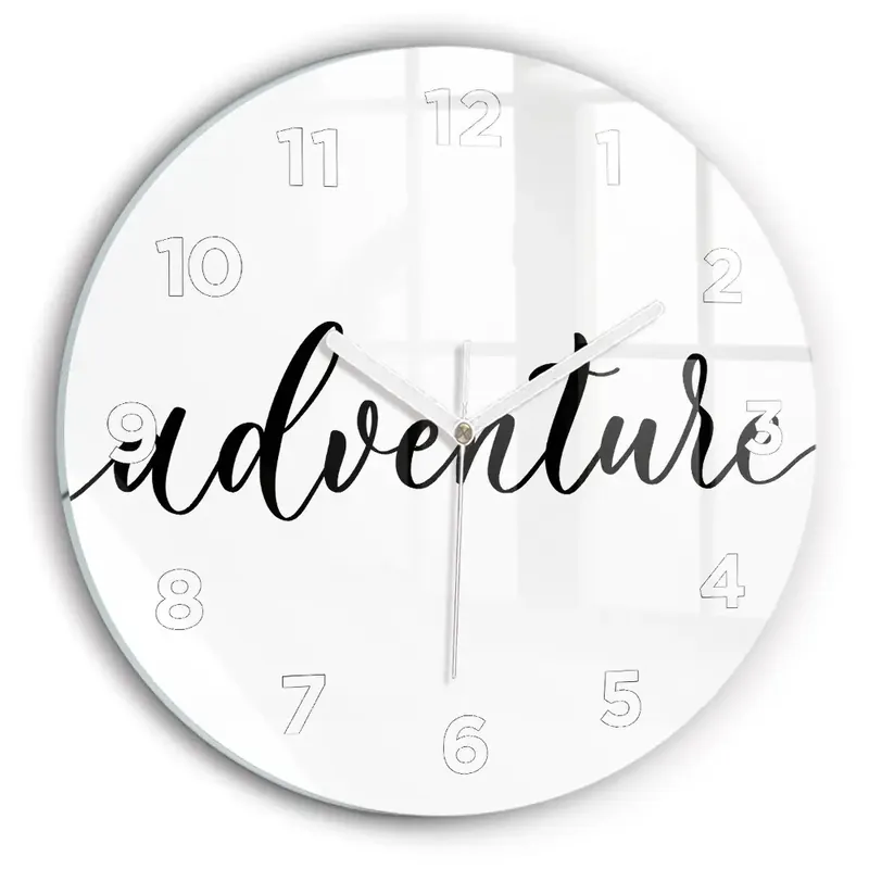 Nu rata Ceas perete din sticlă rotund Inscripție de aventură