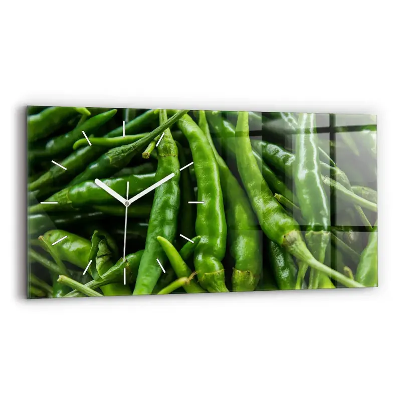 Plată sigură Ceas perete din sticlă orizontale Ardei verde