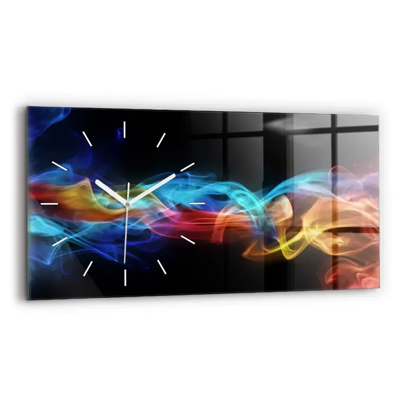 Ceas de sticlă pe perete orizontale Linii colorate abstracte Livrare expres