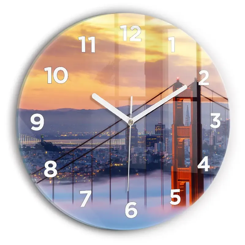 Bestseller Ceas perete din sticlă rotund Pod din San Francisco