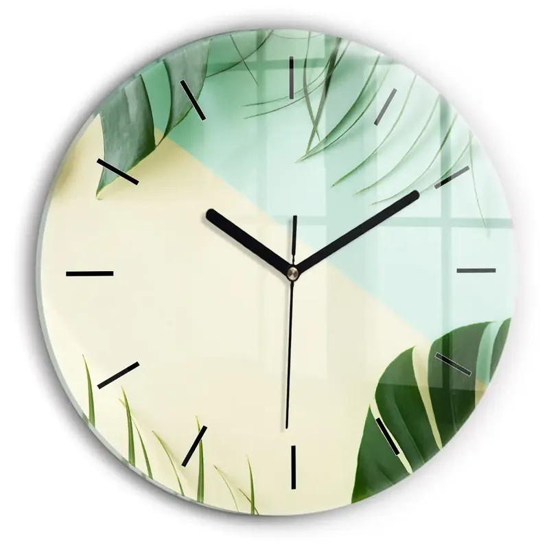 Monstera pleacă Ceas din sticlă rotund Cumpără online