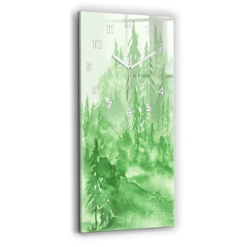 Ceas perete din sticlă dreptunghiular Pictură Verde De Pădure Cumpără acum