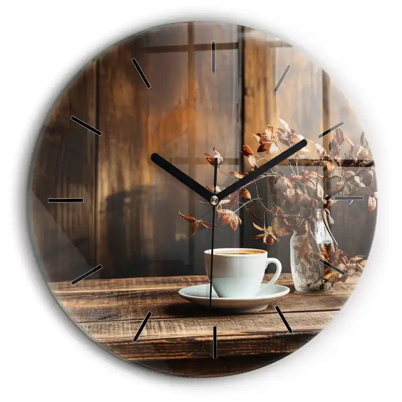Lichidare de stoc Ceas rotund de perete din sticlă ceașcă de cafea