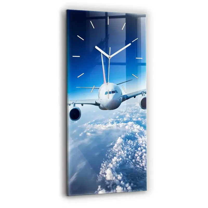 Livrare rapidă Ceas din sticlă dreptunghiular vertical Avion Și Nori