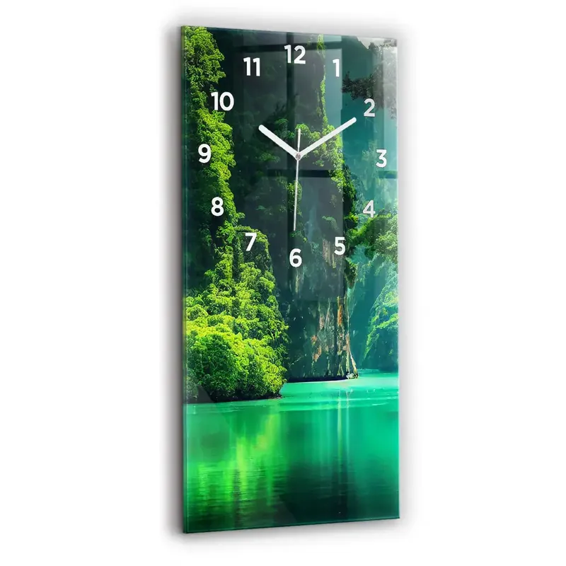 Plată securizată Ceas perete din sticlă dreptunghiular Peisaj Natural Din Thailanda