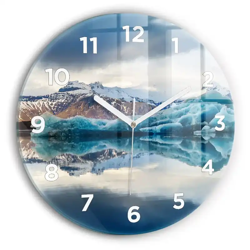 Ceas rotund de perete din sticlă Lacul Jokulsarlon Islanda Cel mai bun preț