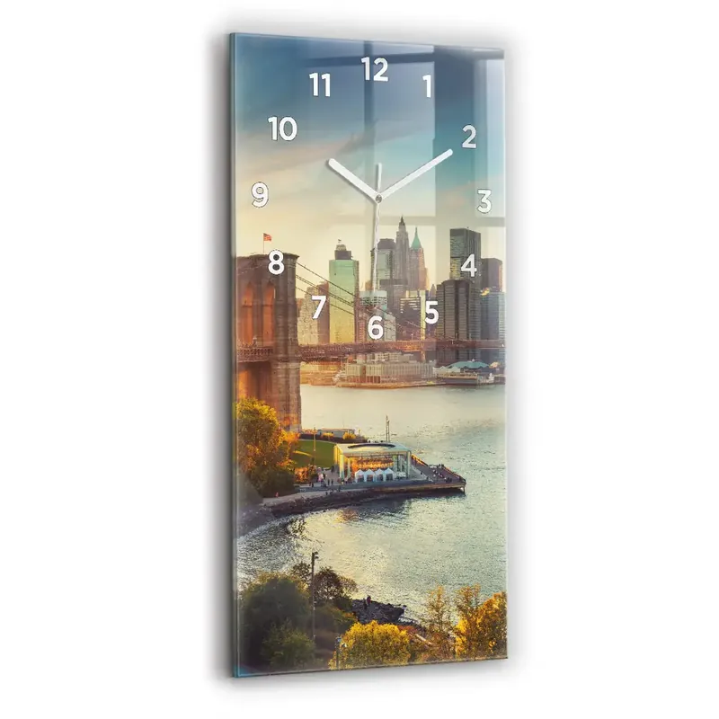 Ceas vertical de perete din sticlă New York Manhattan Promoție