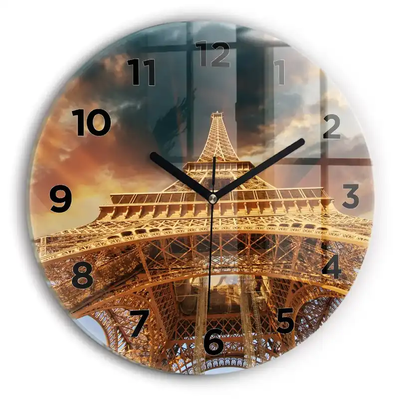 Livrare expres Ceas rotund de perete din sticlă turnul Eiffel