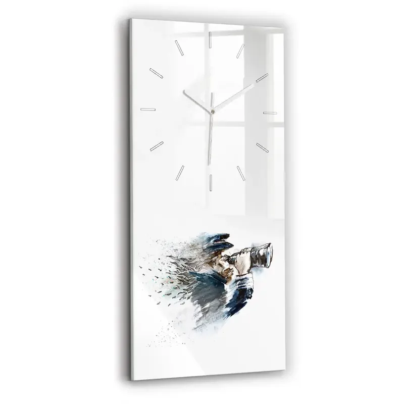 Ceas perete din sticlă dreptunghiular Căpitan Cu Binoclu Premium