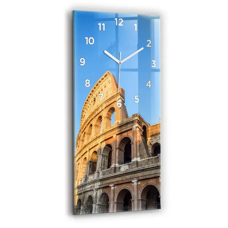 Ceas vertical de perete din sticlă Colosseumul Din Roma Ieftin