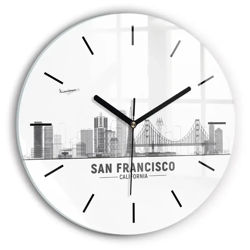 Ieftin Panorama San Francisco Ceas din sticlă rotund