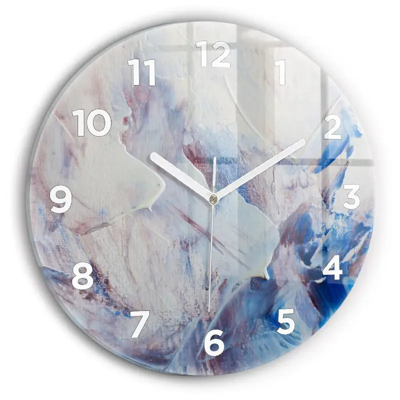 Disponibil imediat Ceas perete din sticlă rotund Textura abstractă de vopsea