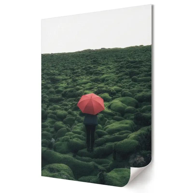 Vezi acum Tablou canvas cu umbrelă roșie în peisaj verde