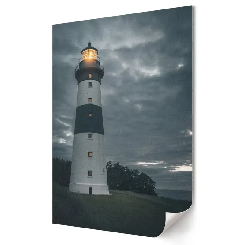 Mai ieftin Tablou canvas cu peisaj nocturn cu far