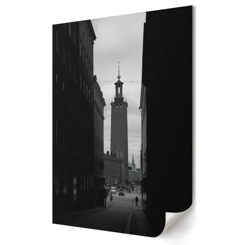 Poster de perete cu peisaj urban de iarnă în stil monocrom Disponibil imediat