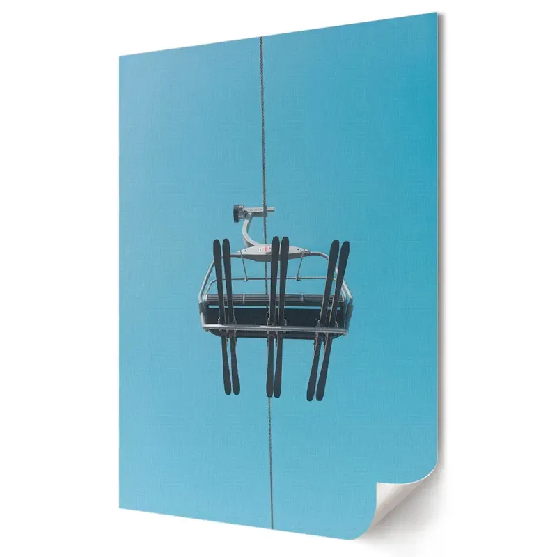 Tablou canvas Grafică murală Amintiri de iarnă cu scaun de schi Ofertă exclusivă