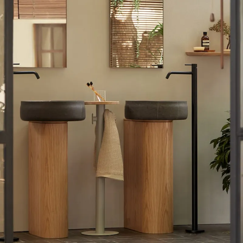 Lavoar freestanding Sanycces Duna piatra cu piedestal la perete din lemn Calitate înaltă