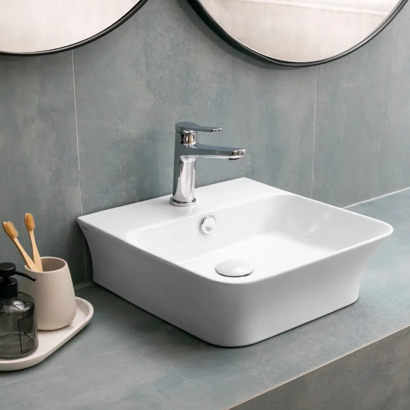 Lavoar pe blat Karag LT2257 41x41.5 cm, alb Chilipir