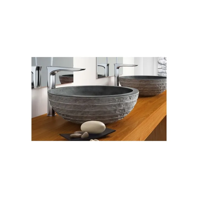 Ofertă de sezon Lavoar din piatra Bathco Puket 45 cm pe blat, negru