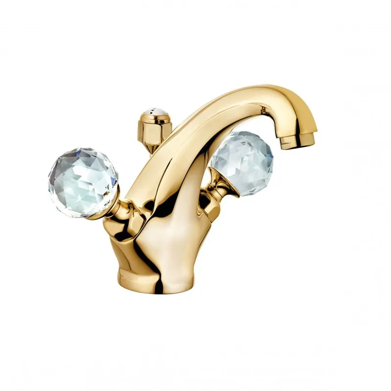 Baterie lavoar Kludi1926, placaj aur 23 kt cu cristale Swarovski, cu ventil Expediere rapidă