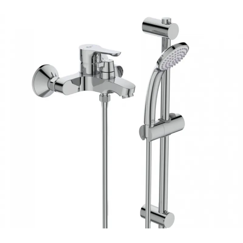 Baterie cada Ideal Standard Alpha cu set dus cu bara si furtun, crom Cel mai bun preț